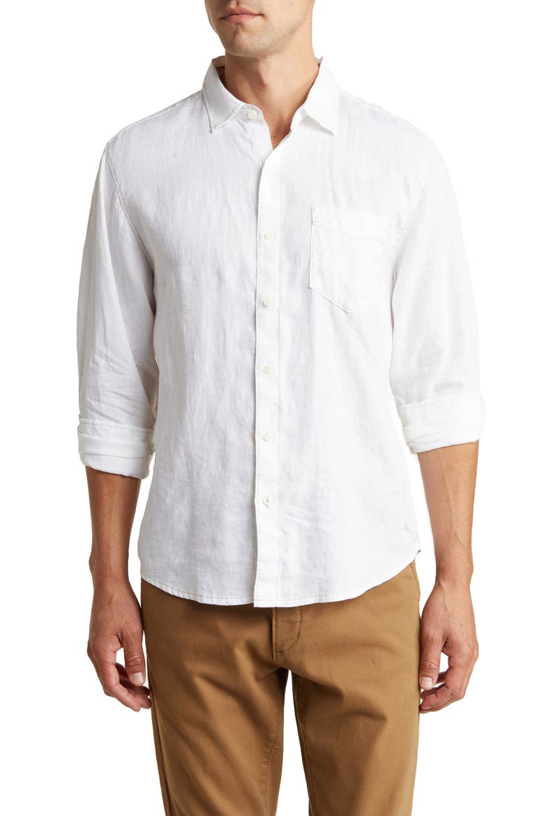 New Party Breezer Linen Long Sleeve Button-Up Shirt, Main, color, WHITE