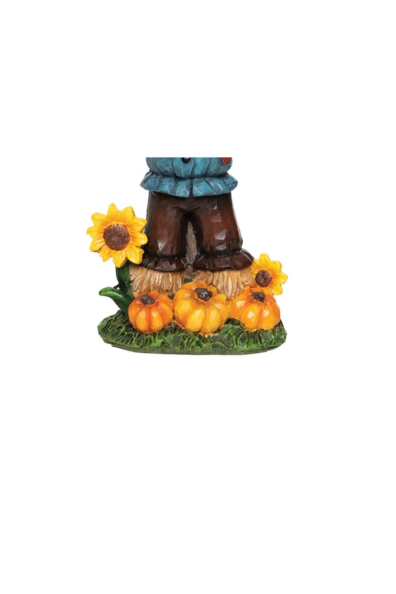 Halloween Scarecrow Raven & Sunflowers and Pumpkins Small Figurine, Alternate, color, Blue