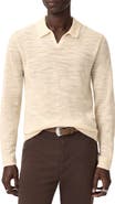 John Varvatos Luciano Long Sleeve Johnny Collar Slub Wool Polo Sweater