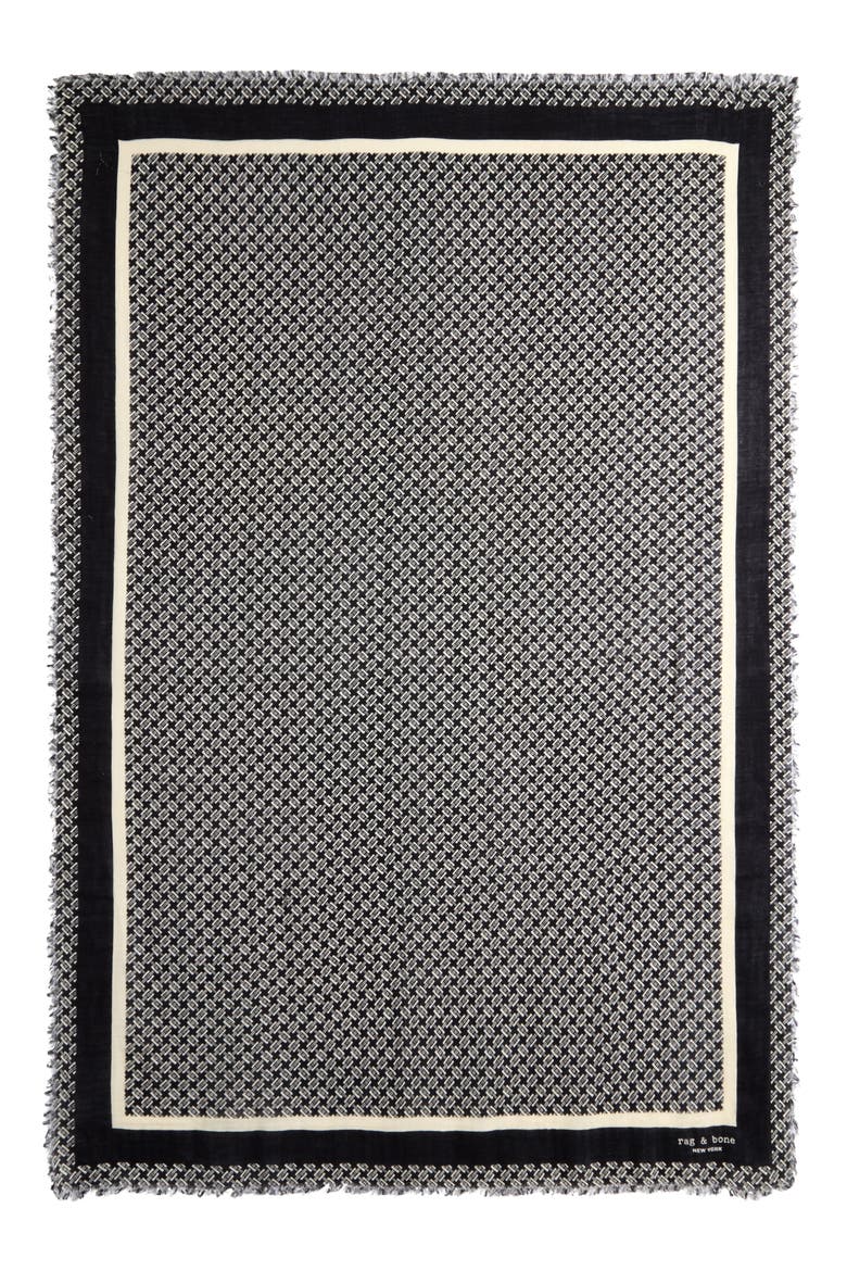 Mira Print Scarf, Alternate, color, BLACK