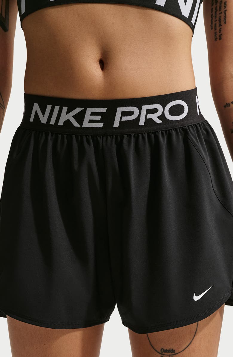 Nike Pro Dri-FIT Shorts, Alternate, color, Black/ White