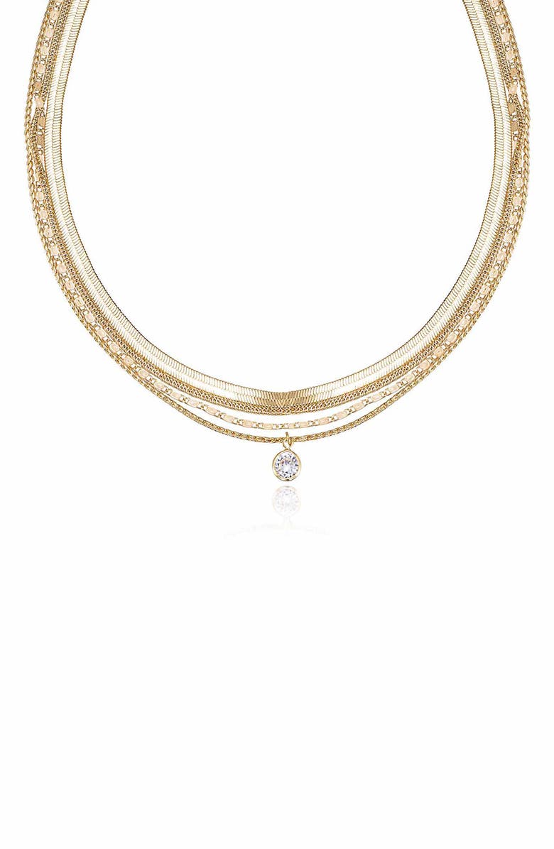 Ettika Layered Chain Pendant Necklace, Alternate, color, Gold
