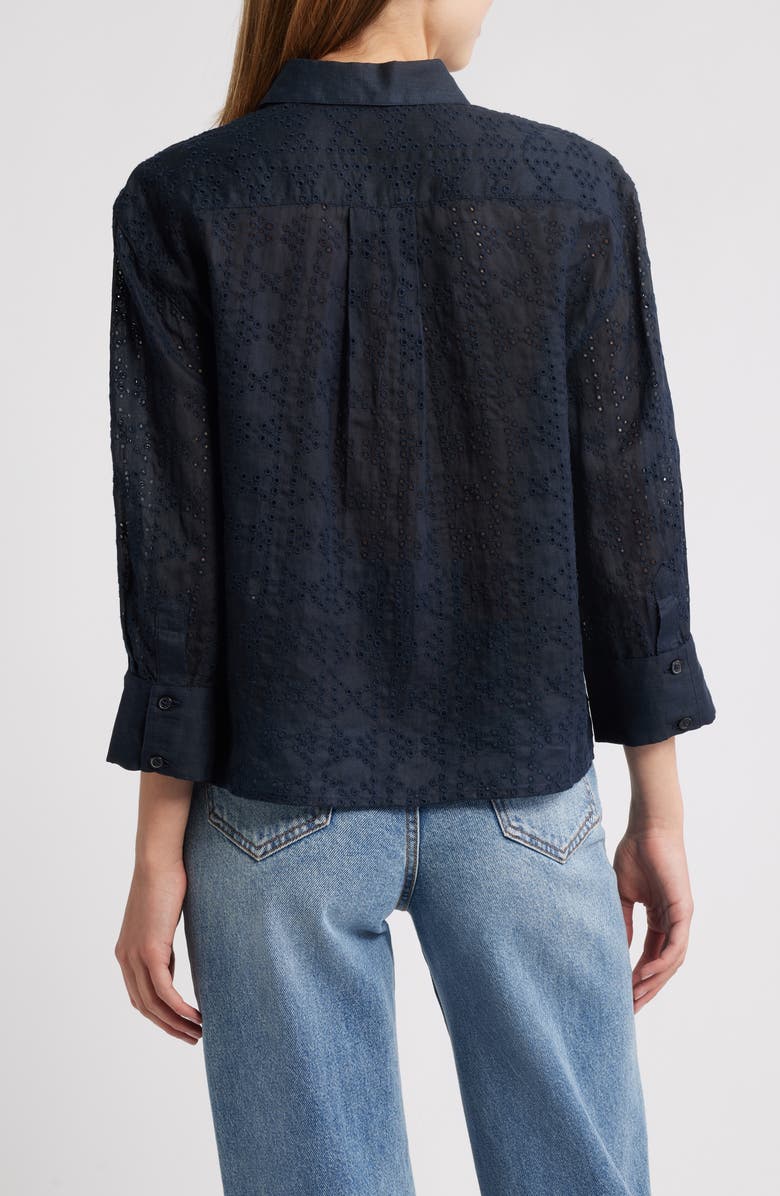 rag & bone Lucia Eyelet Ramie Button-Up Shirt, Alternate, color, Slemb