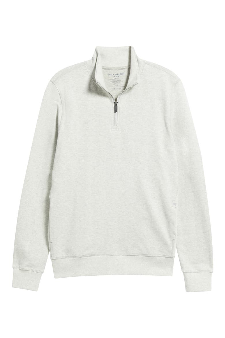Ace Quarter-Zip Pullover, Main, color, LIGHT GREY HEATHER HERRINGBONE