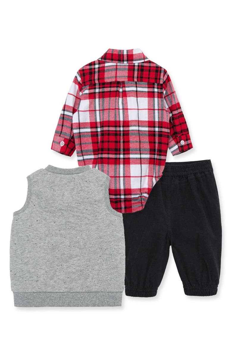 Little Me Cotton Bodysuit, Vest & Pants Set, Alternate, color, 