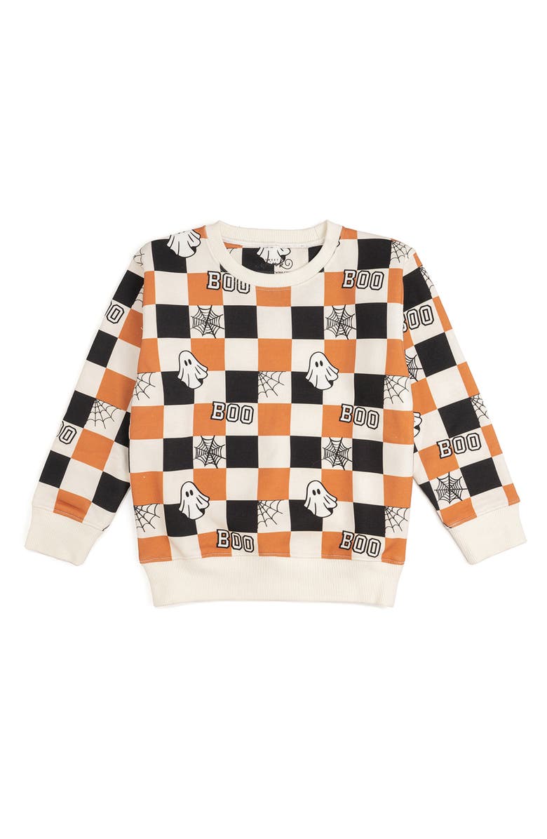 Sweet Wink Boo Checkered Halloween Sweatshirt, Main, color,