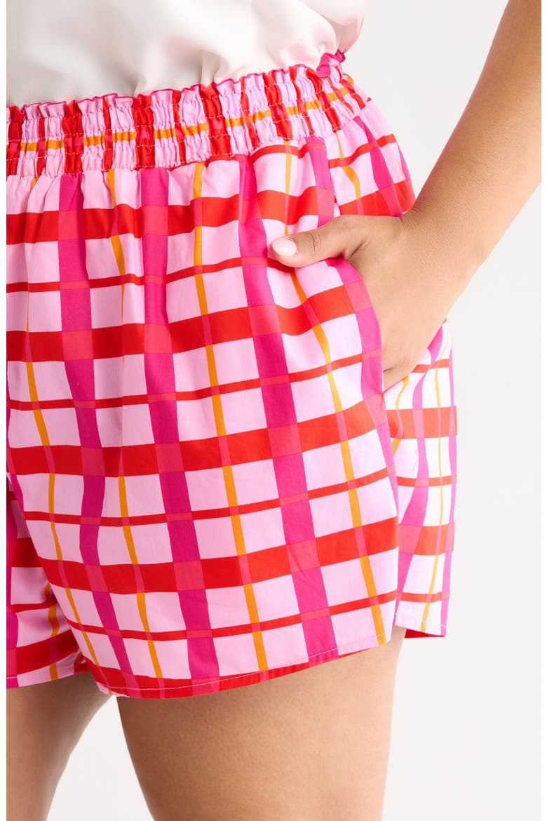 Darvy Check High Waist Shorts, Alternate, color, PINKS-ORG