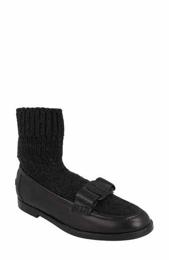 FERRAGAMO Vit Art Wool Sock Bow Loafer