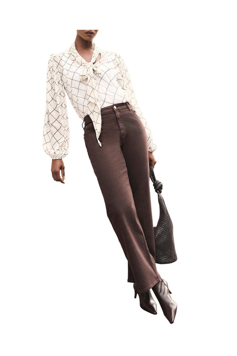 Checked Pussy Bow Blouse, Main, color, Cream