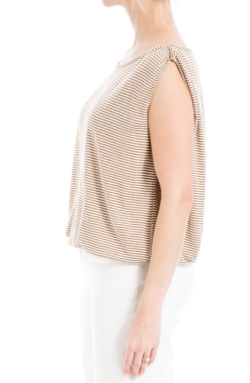 Max Studio Stripe Cinched Shoulder Tank Top In Gold