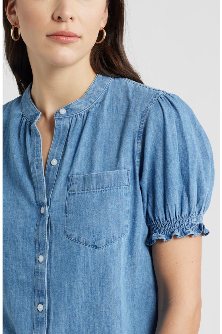 Chambray Button-Up Shirt, Alternate, color, MEDIUM WASH