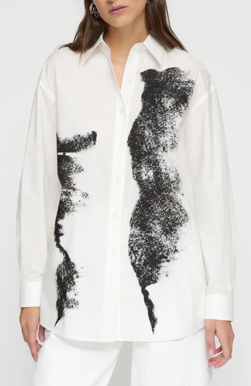 Lafayette 148 New York Oversize Boyfriend Button-up Shirt In White Multi