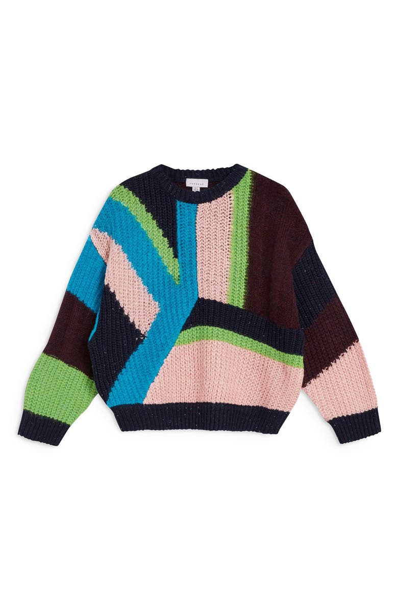 Topshop Colorblock Sweater, Alternate, color, 