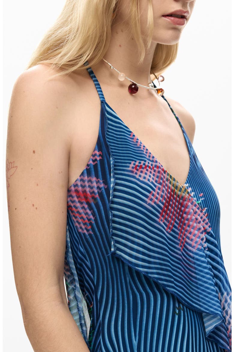 Asymmetric Halter Dress, Alternate, color, BLUE