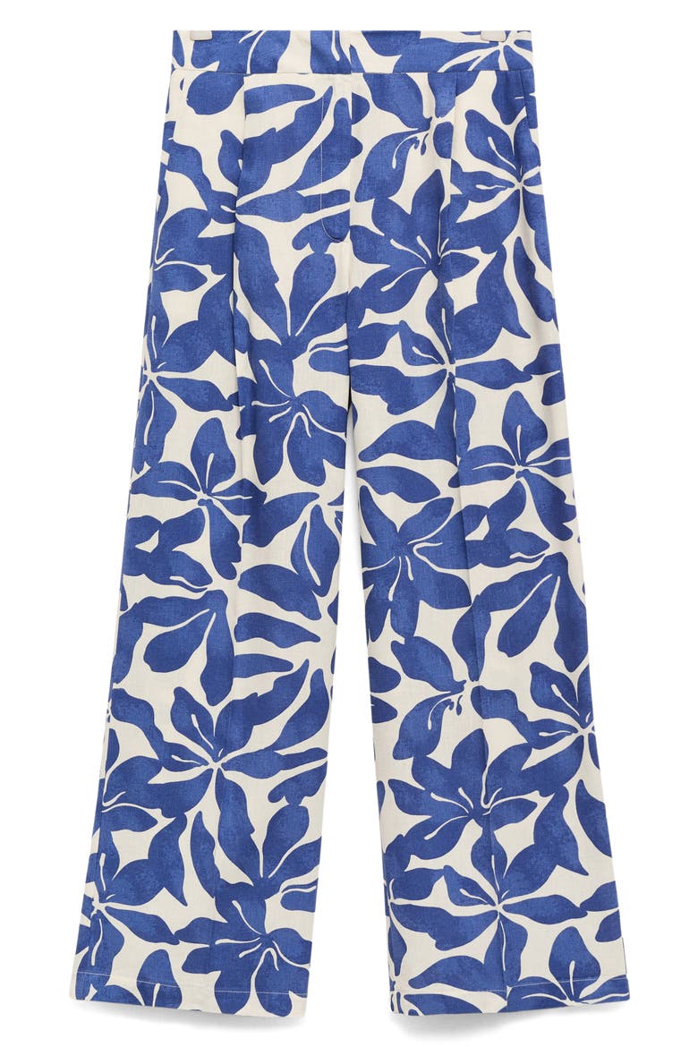 Floral Print Straight Leg Pants, Alternate, color, BLUE