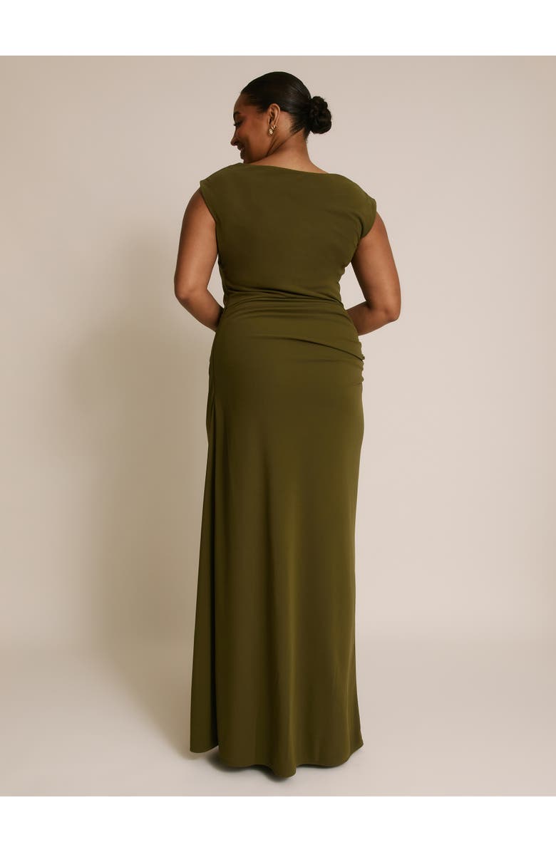 Six Stories Cowl Gathered Short Sleeve Bridesmaid, Alternate, color, Fern