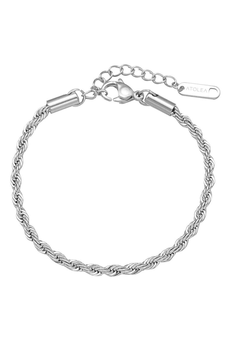 Calvi Rope Chain Anklet, Main, color, Silver