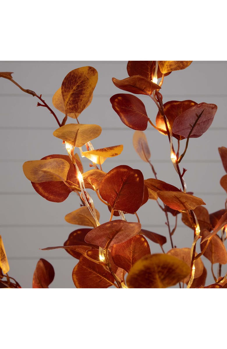 NEARLY NATURAL 4FT Prelit Autumn Eucalyptus Tree, Alternate, color, Orange