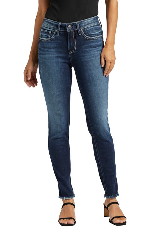 Suki High Waist Raw Hem Skinny Jeans