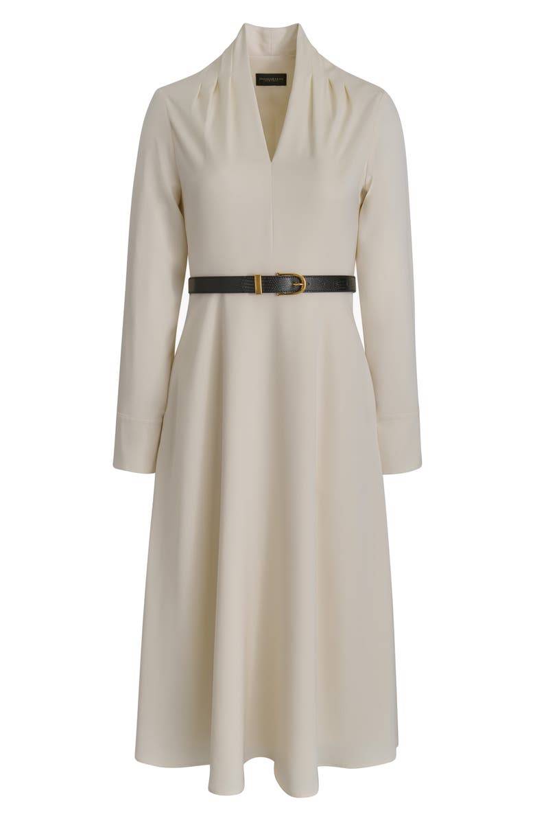 Donna Karan New York Long Sleeve Belted Satin Midi Dress, Alternate, color, Pristine