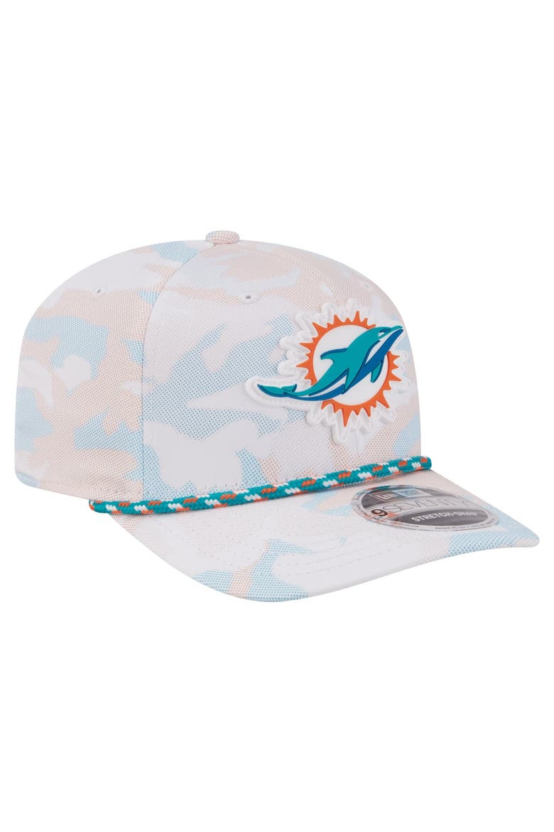 Men's New Era  White Miami Dolphins Camo Rope 9SEVENTY Adjustable Hat, Alternate, color, White