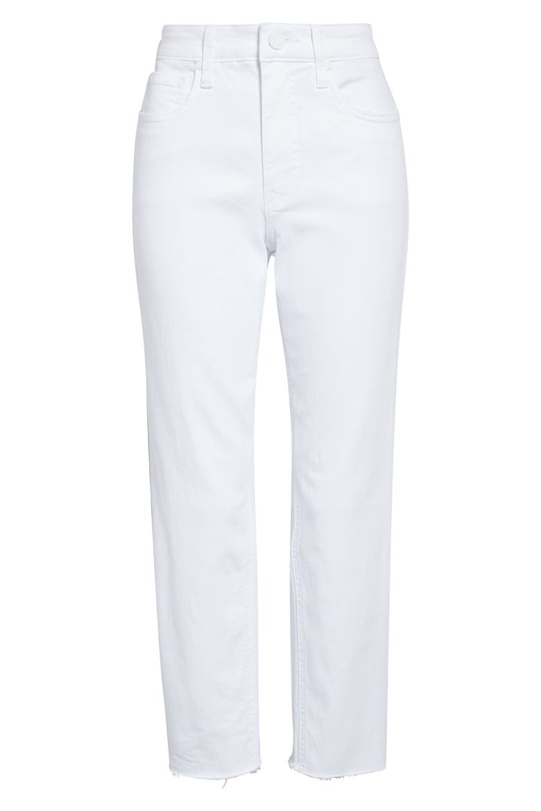 Rachael Fab Ab High Waist Raw Hem Mom Jeans, Alternate, color, OPTIC WHITE
