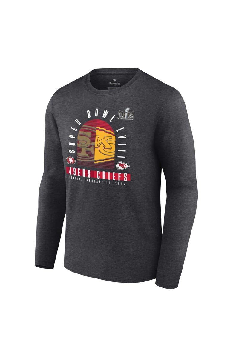 FANATICS Men's Fanatics Branded Heather Charcoal Kansas City Chiefs vs. San Francisco 49ers Super Bowl LVIII Matchup Final Battle Long Sleeve T-Shirt, Alternate, color, 