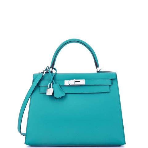 Kelly Handbag Blue Epsom with Palladium Hardware 28