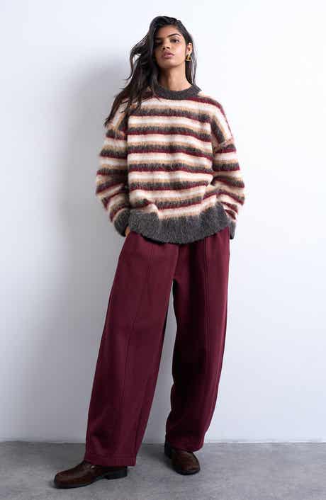 Topshop Fluffy Stripe Crewneck Sweater