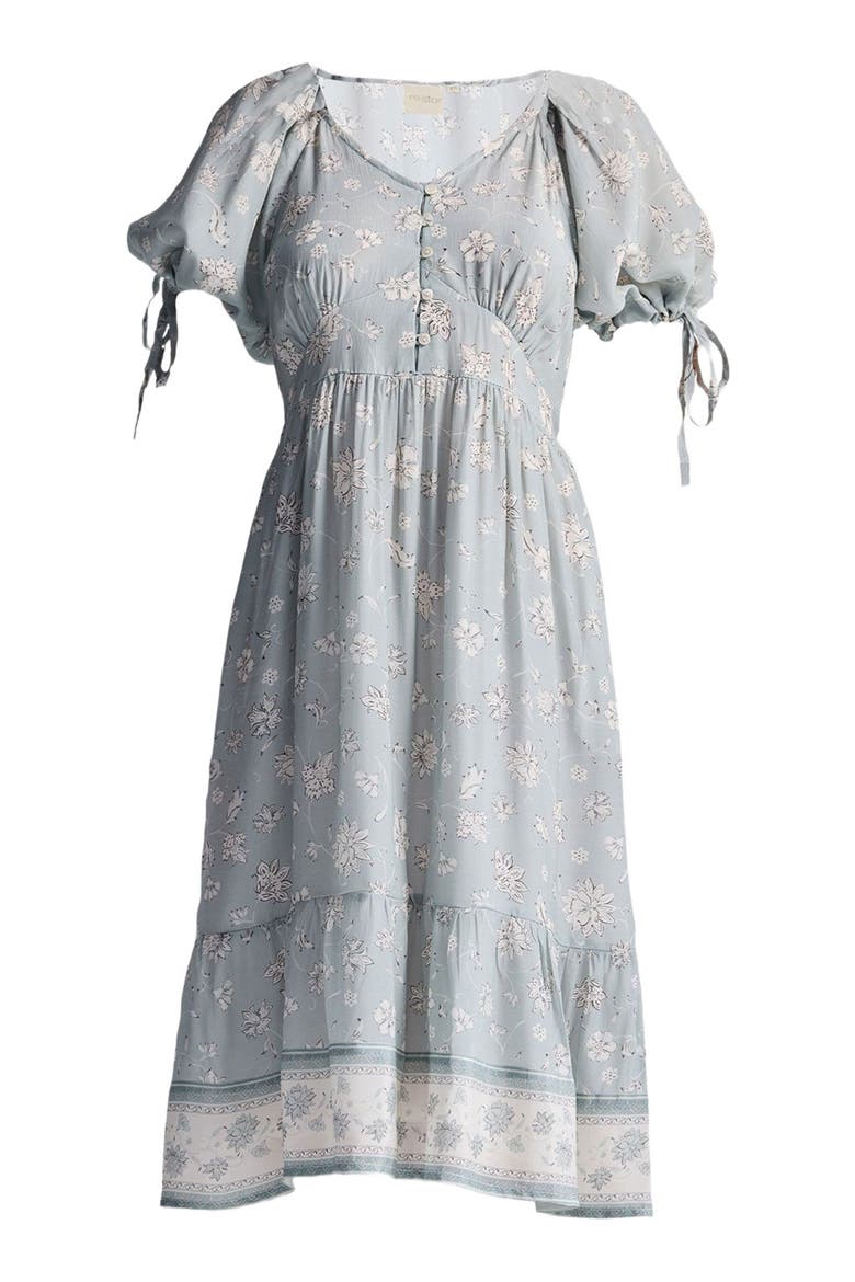 Puff Sleeve Midi Dress, Alternate, color, Sage Green