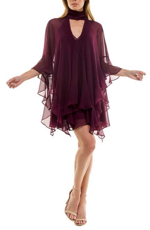 Capelet Chiffon Dress