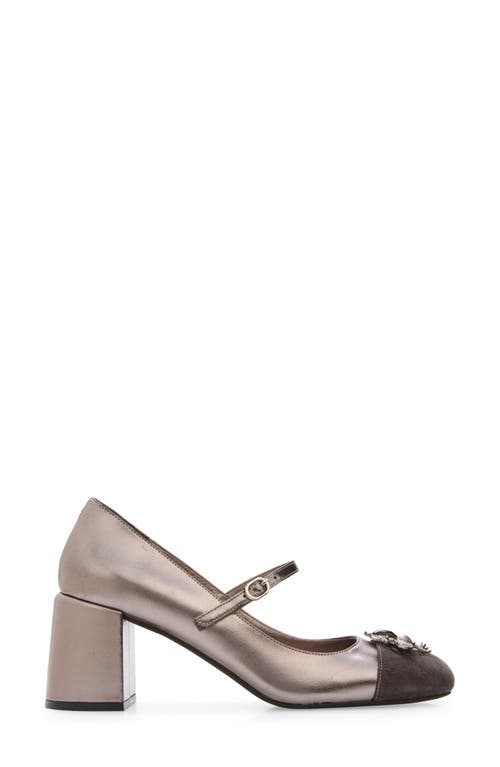 Jeffrey Campbell Bees Knees Mary Jane Cap Toe Pump In Grey Suede Combo