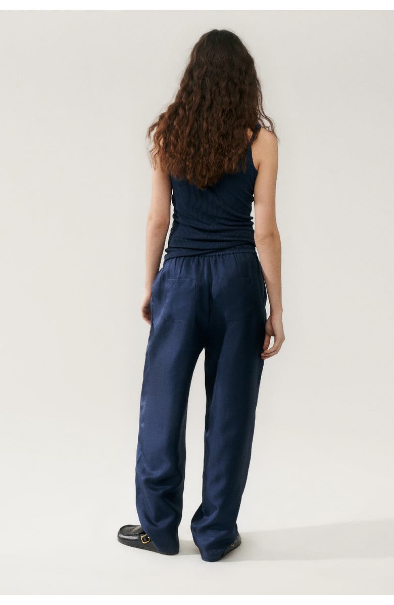 SILK LAUNDRY TWILL SLOUCH PANTS MIDNIGHT, Alternate, color, Midnight