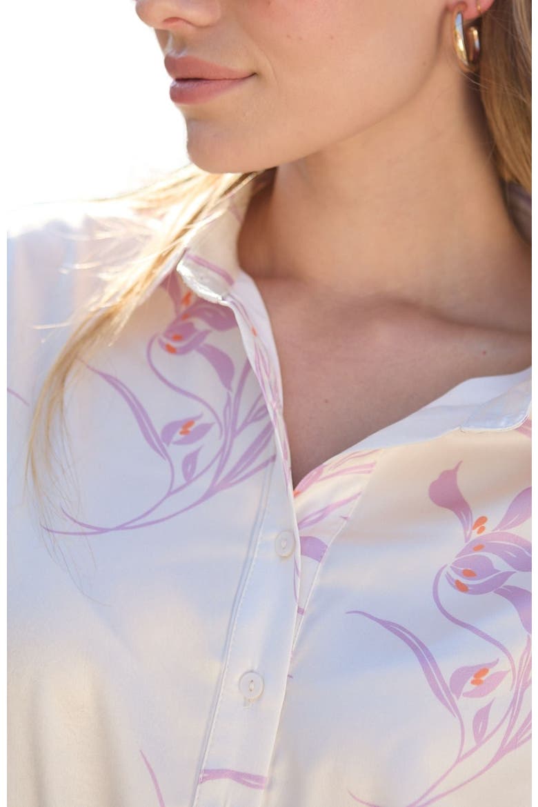 Kristy Button Down Large Floral Shirtdress, Alternate, color, Natural