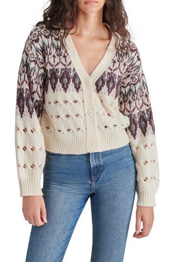 Steve Madden Irisa Fair Isle Cardigan In Neutral