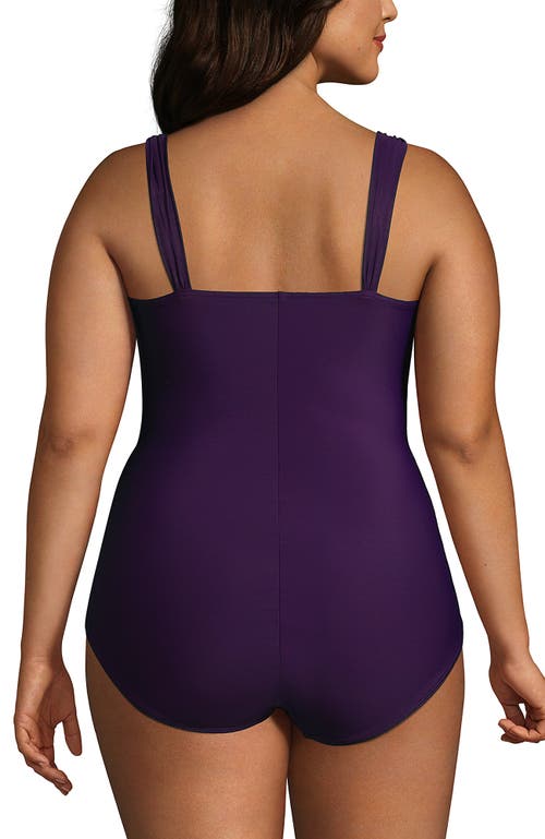 Lands' End Slendersuit Grecian Tummy Control Chlorine Resistant One Piece Swimsuit In Blackberry