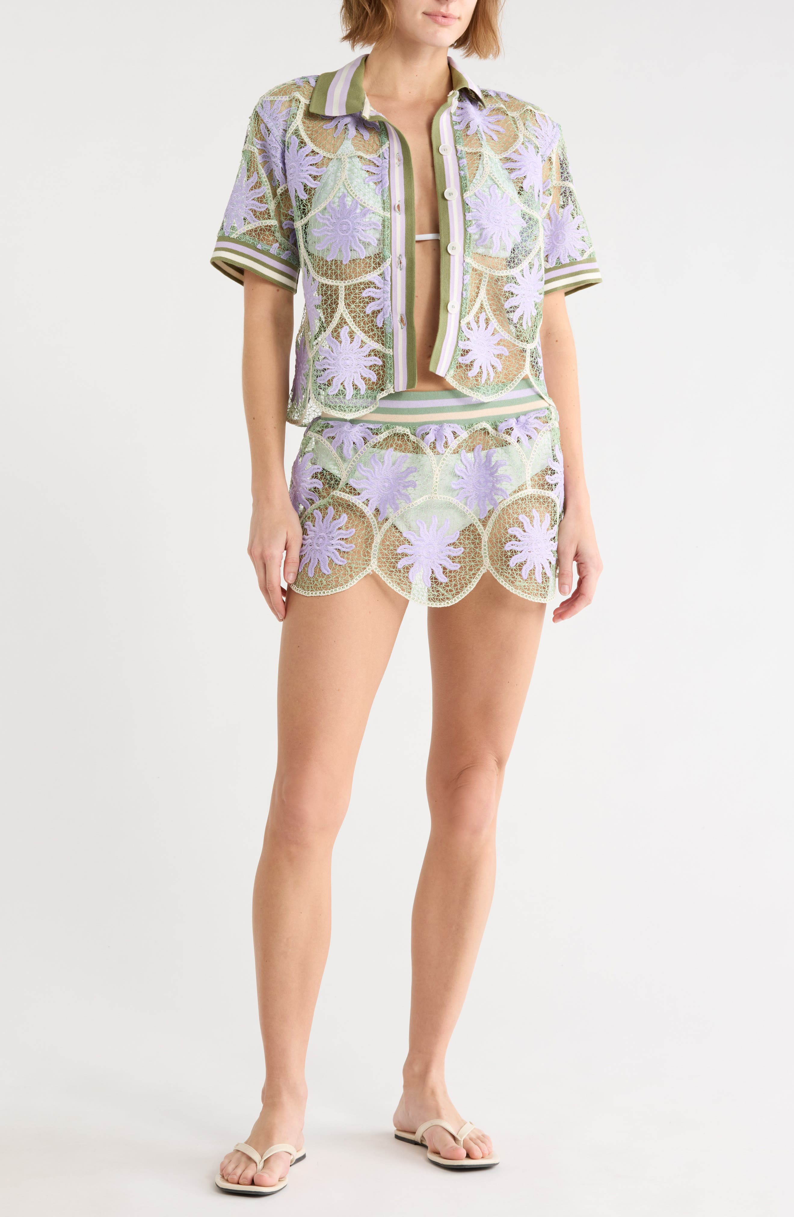Floral Lace Cover-Up Miniskirt