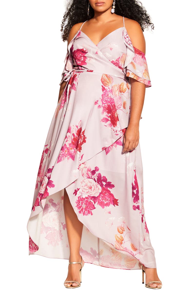 City Chic Floral Halter Neck Maxi Dress, Main, color,