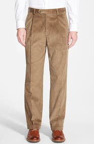 Berle Italian 8-Wale Luxury Corduroy Pleated Trousers
