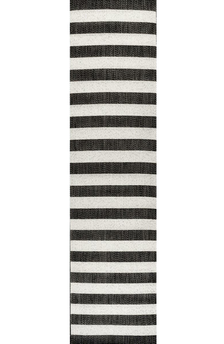 JONATHAN Y Negril Two-Tone Wide Stripe Indoor/Outdoor Area Rug, Main, color, Black/Cream