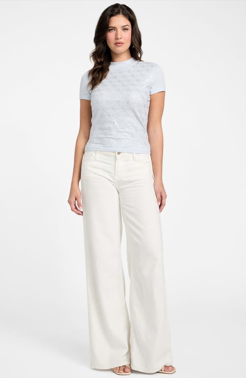 Guess Rhinestone Pattern Mock Neck Organic Cotton Blend Top