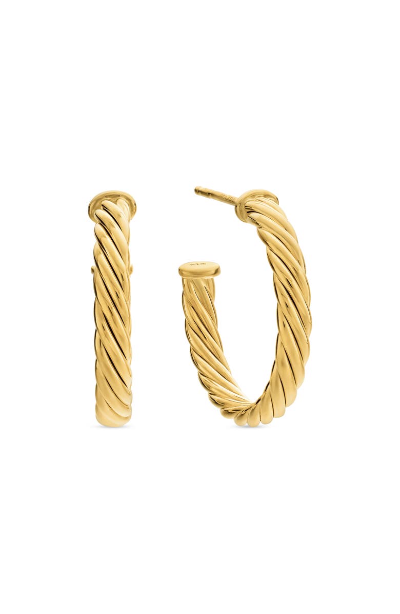 David Yurman Small Cablespira Hoop Earrings in 18K Yellow Gold, Main, color, Gold