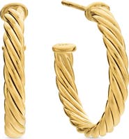 David Yurman Small Cablespira Hoop Earrings in 18K Yellow Gold
