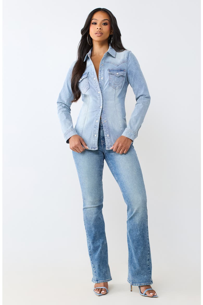 Western Denim Shirt, Alternate, color, LIGHT JOURNEY WASH