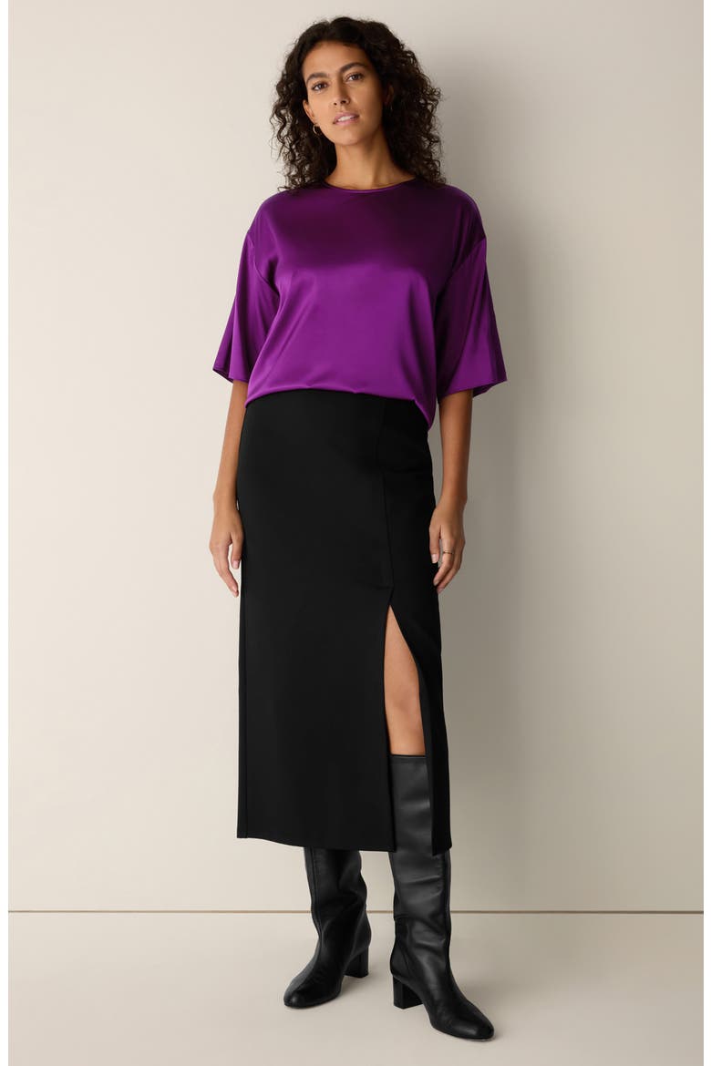 Silk Stretch Satin Top, Alternate, color, JAM