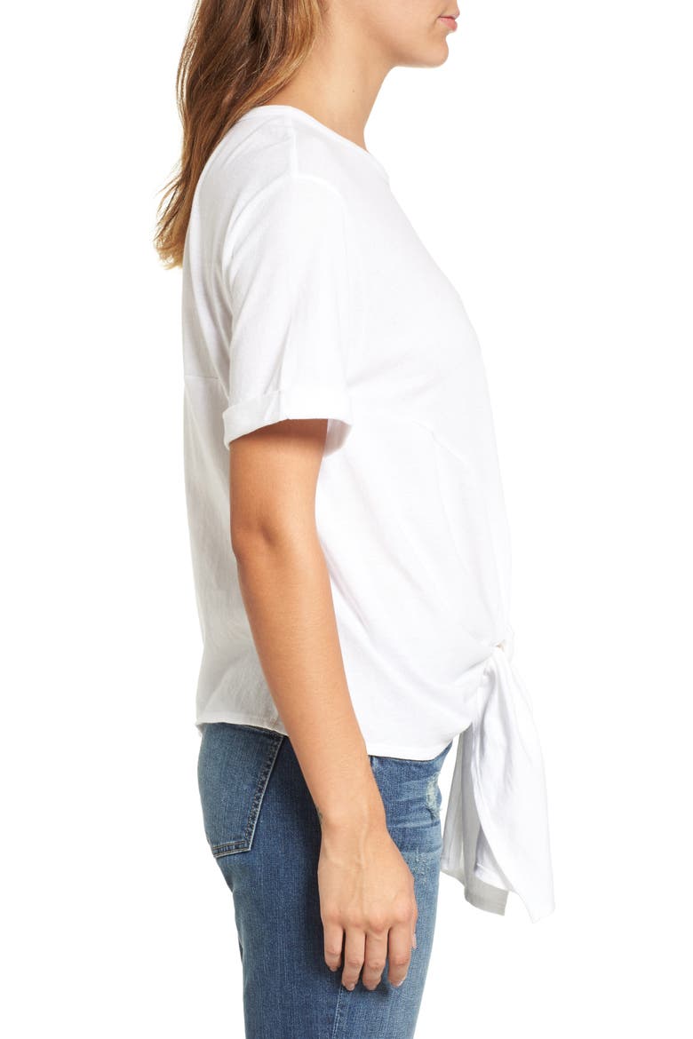 Tie Front Tee, Alternate, color, WHITE