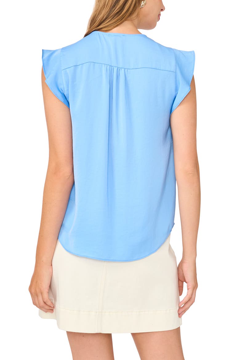 Ruffle Sleeve Satin Top, Alternate, color, CHAMBRAY BLUE