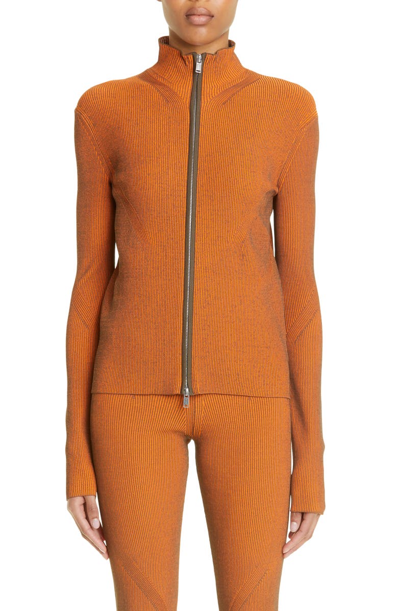 Dion Lee Angled Rib Zip Cardigan, Main, color, 