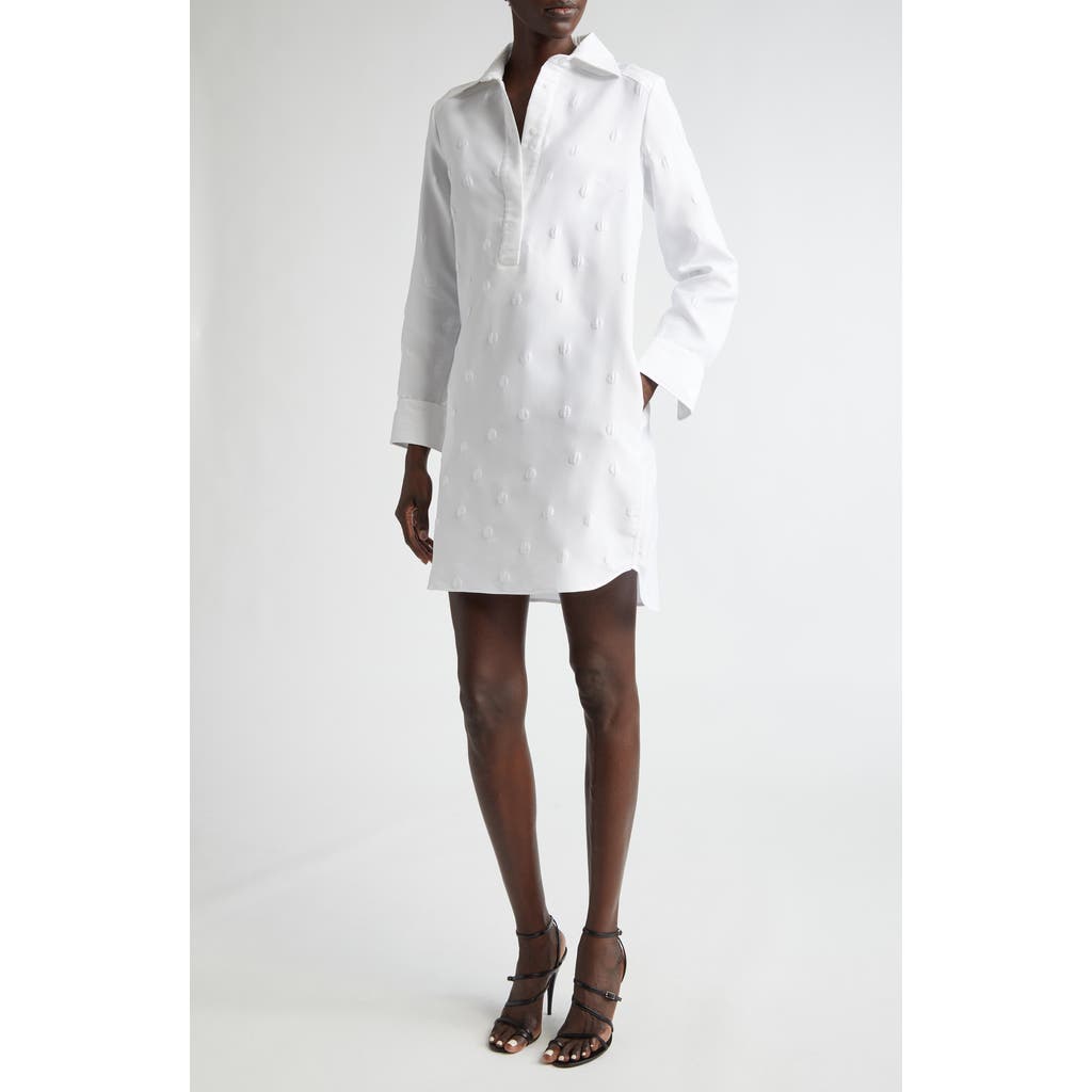 Brandon Maxwell The Lola Polo Tunic Shirt Dress In White