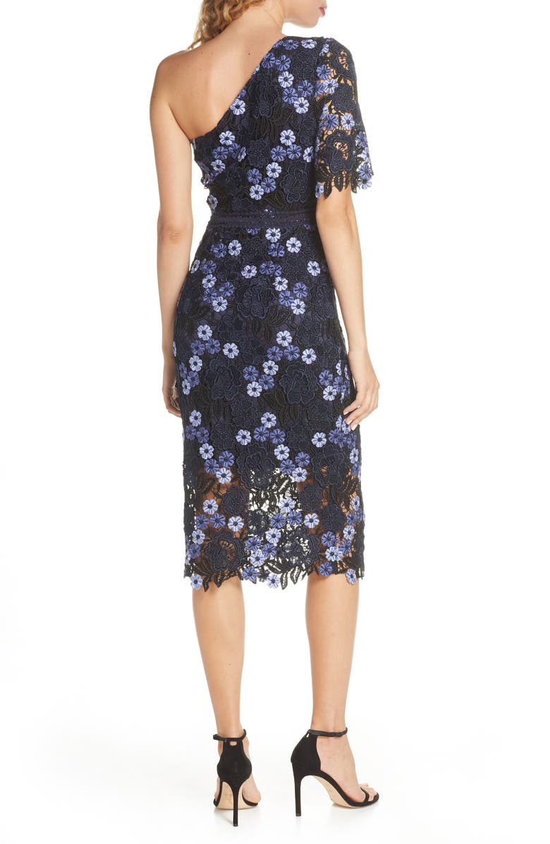 Chi Chi London Lenka One-Shoulder Crochet Lace Cocktail Dress, Alternate, color, 